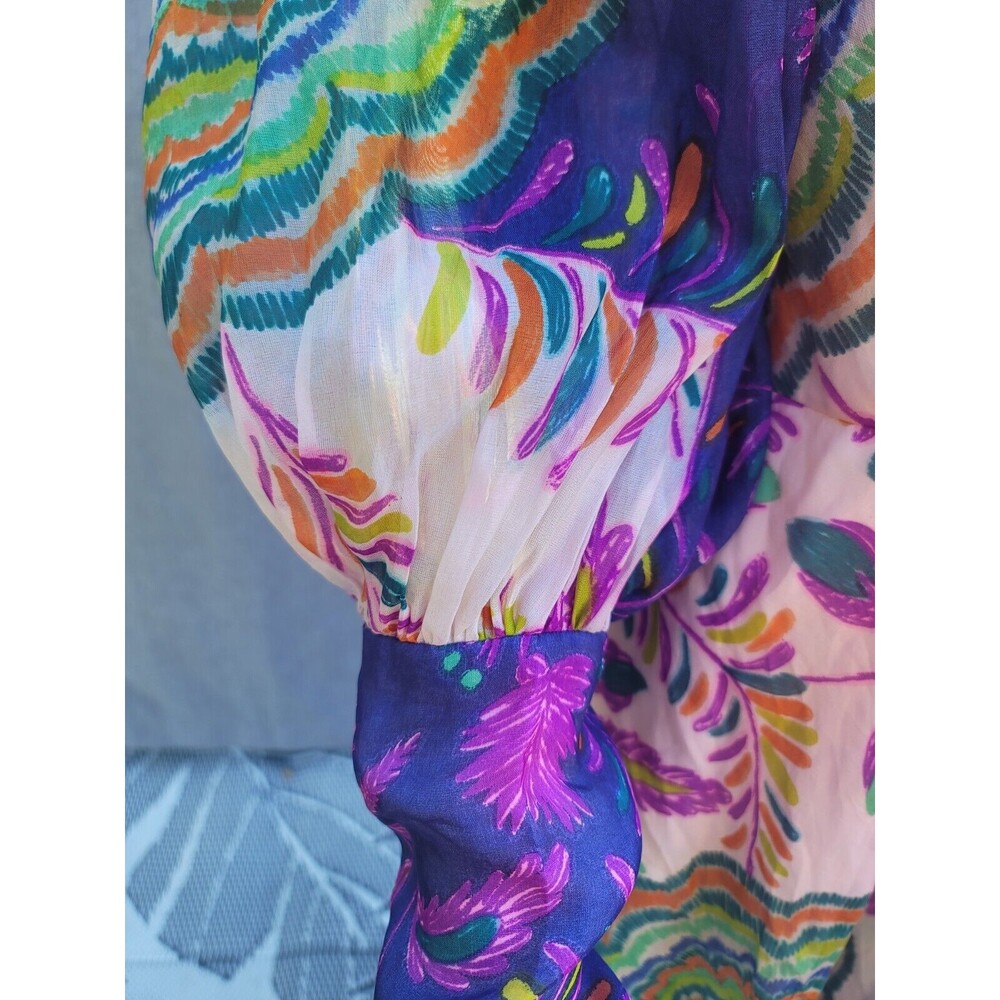 Vintage Lanvin Elizabeth Arden Fantasy Floral Print Silk Organza Maxi dress 1970 - Picture 4 of 16